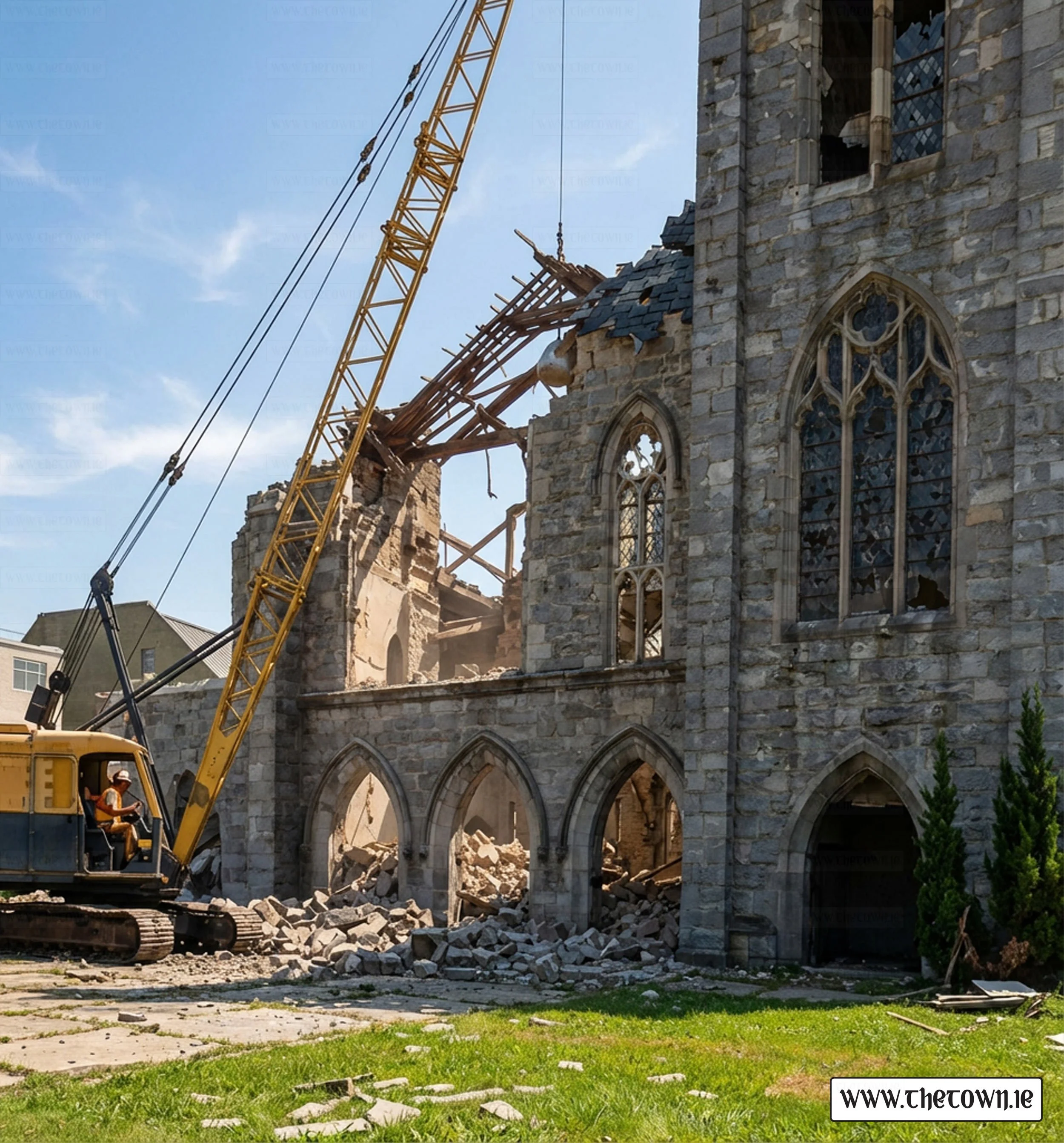 Old St Peter and Paul's Catholic Church during demolition - Portlaoise - Church Avenue