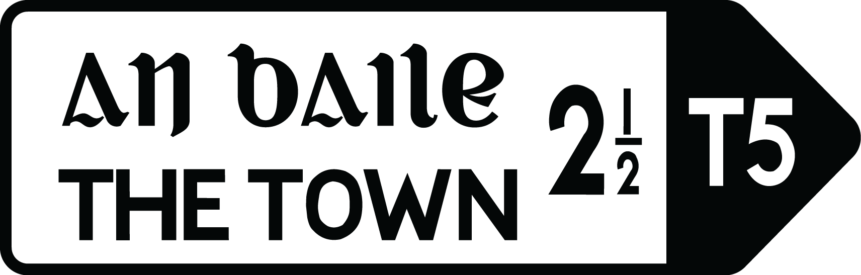 old road sign showing trunk road 5 numbering