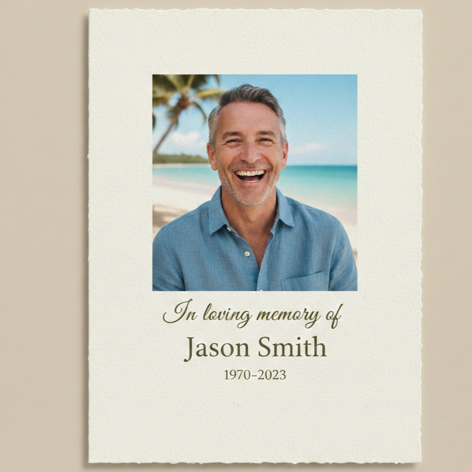 Order of service for a man in his 50's