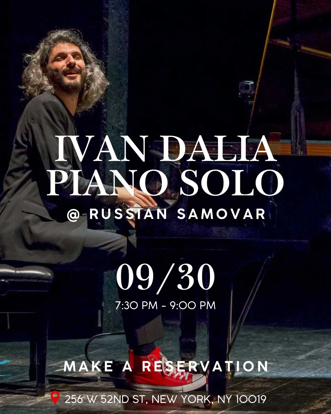 🎶 Hey NYC! Tomorrow I will be back at @russiansamovar  for a night of live piano vibes you won&rsquo;t forget.

📅 09/30 - Starts at 7:30pm - Ends at 9pm
📍 Russian Samovar
🎟️ Remember to reserve your table directly with the restaurant [link in bio