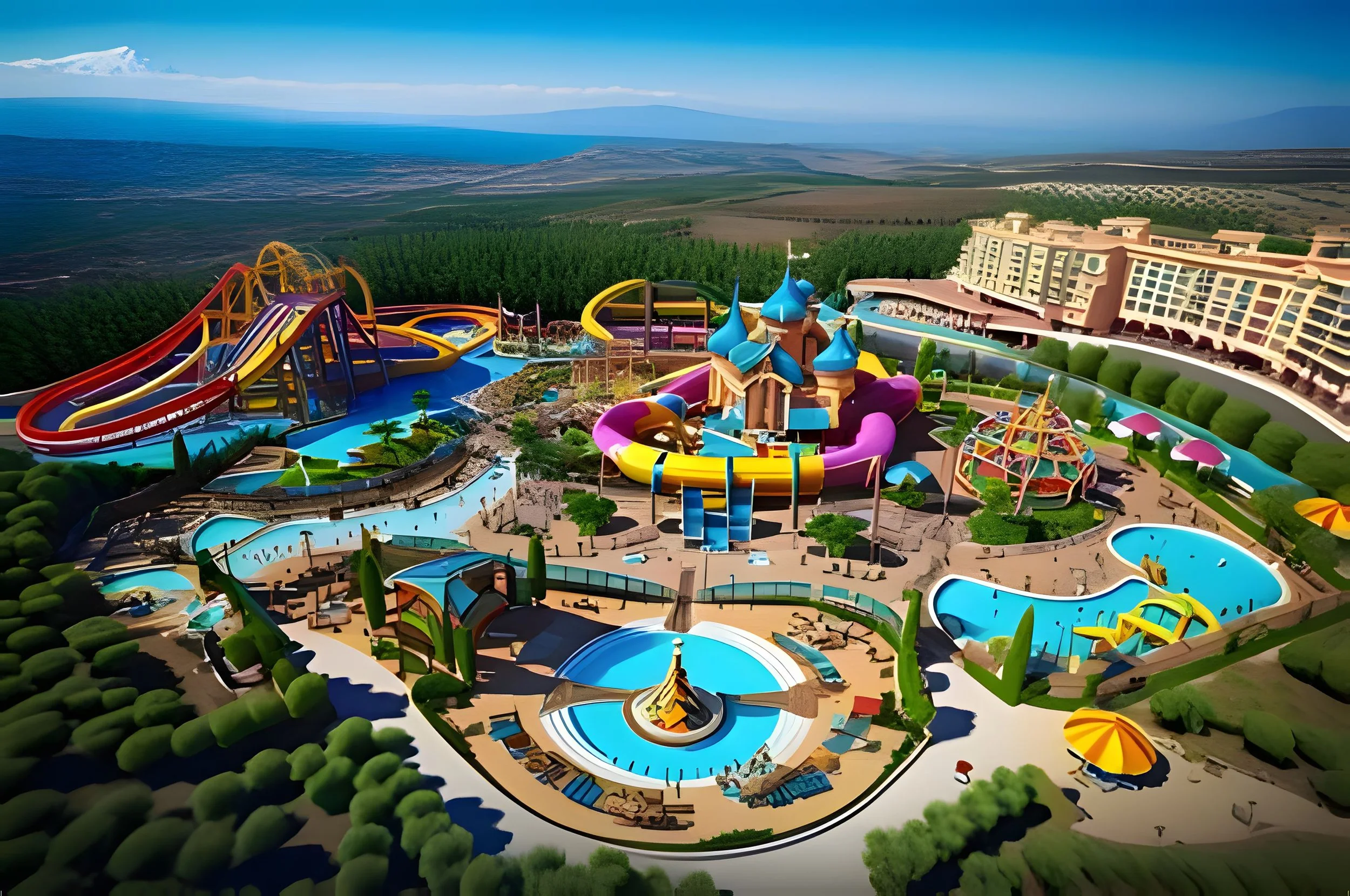 Colorful waterpark near Riposto on the east coast of Sicily.