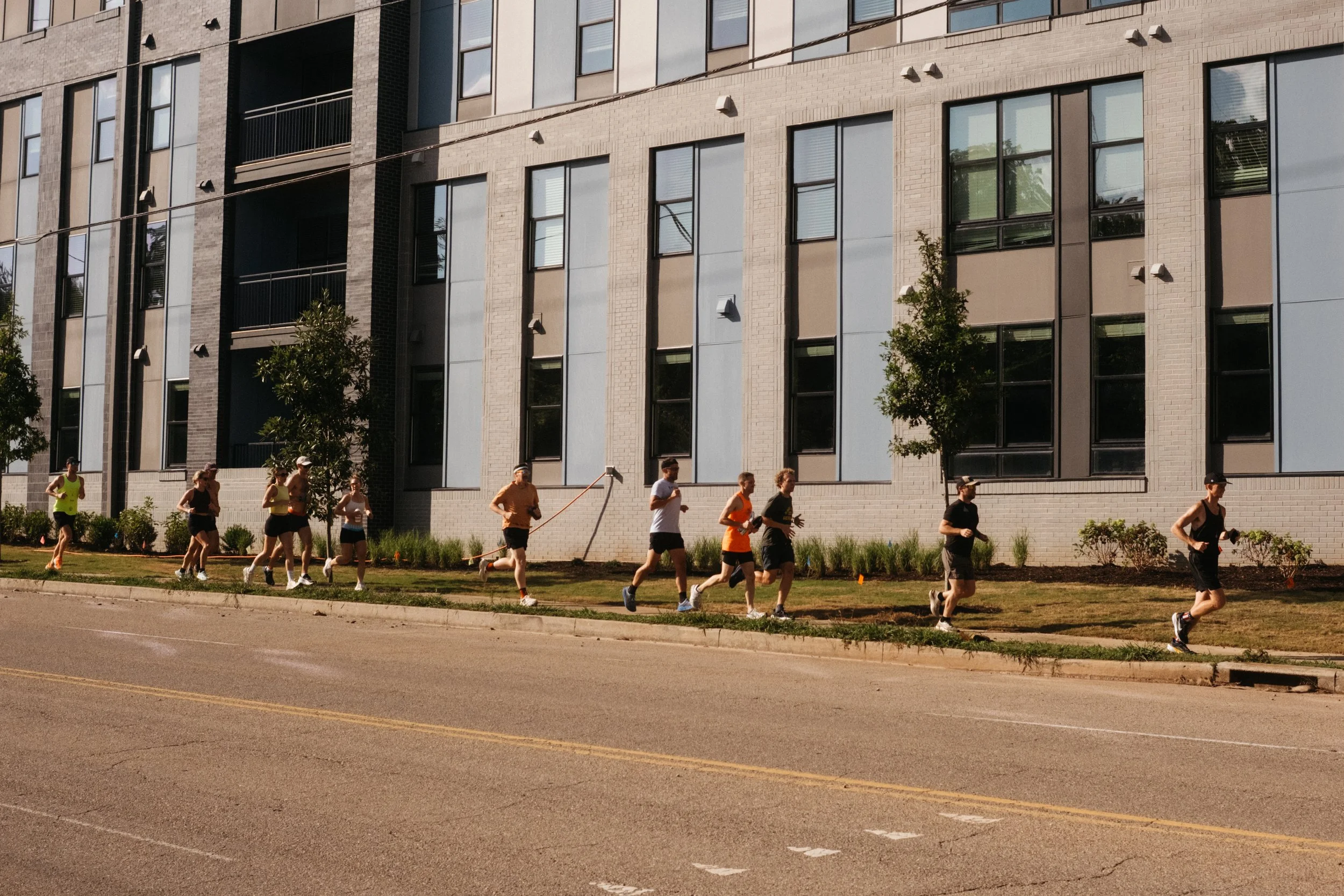 Runners participating in the Tuesday social run heading towards UTK