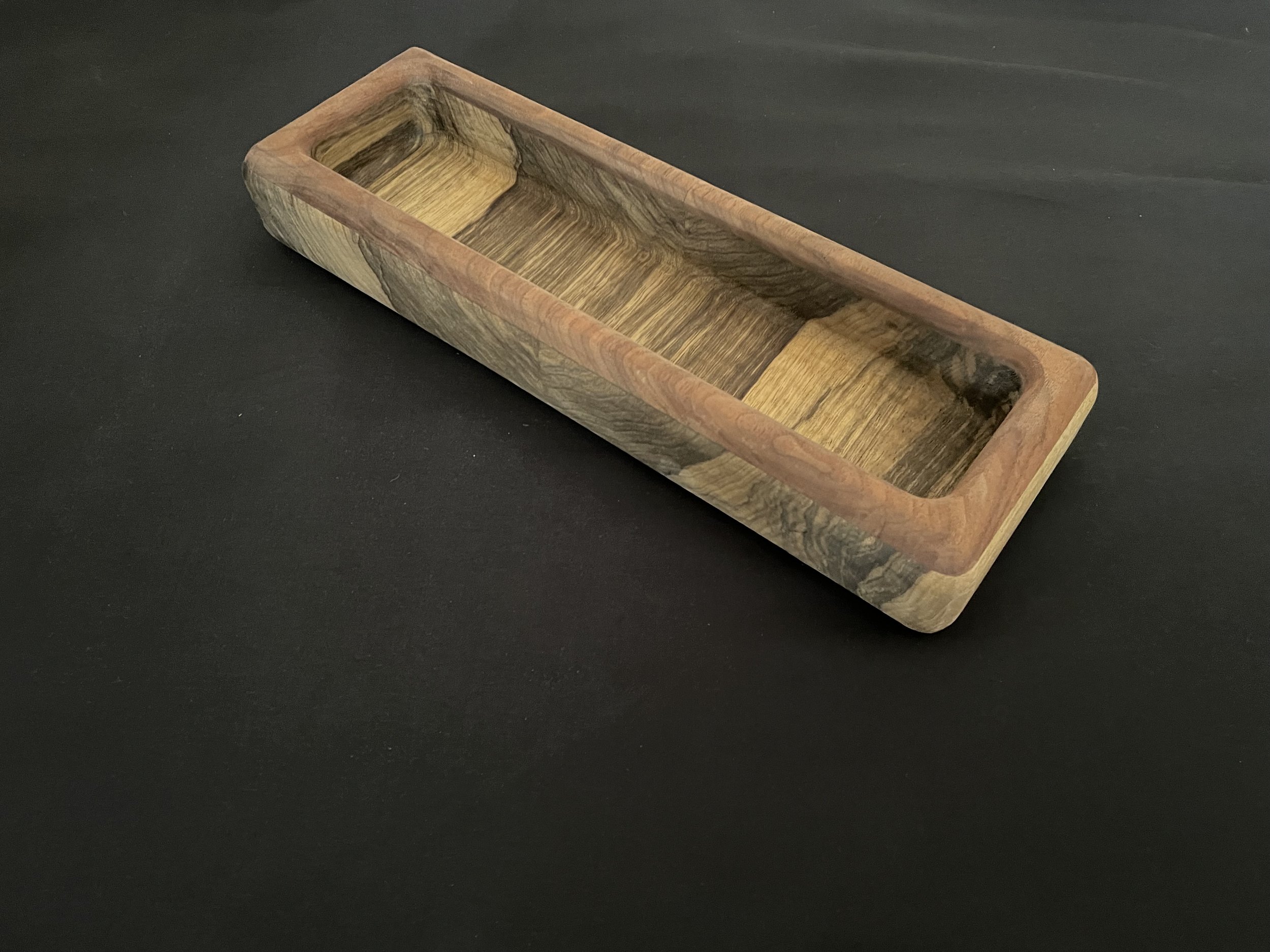 Walnut and Black Limba Rectangular Tray