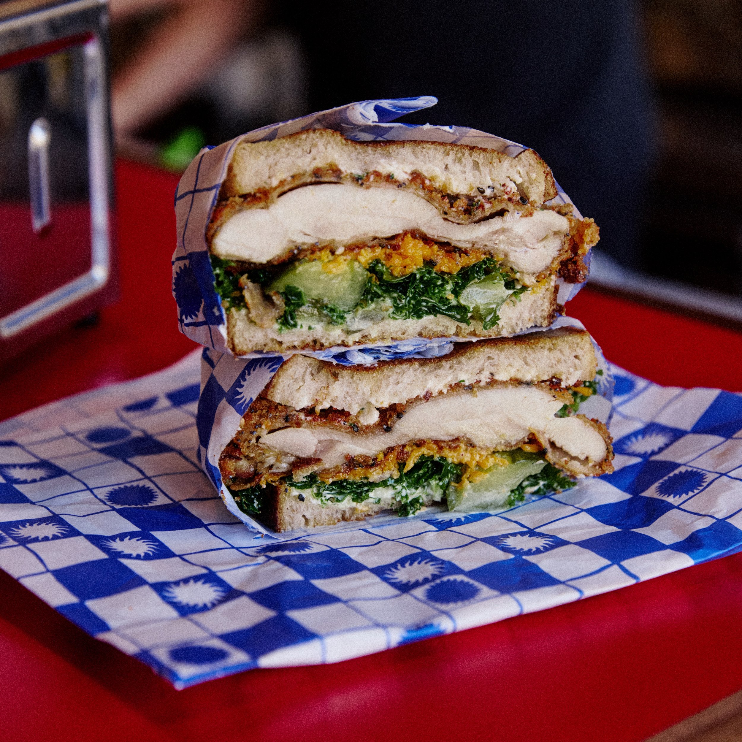 Mondo&rsquo;s &rsquo;EVERYTHING CUTLET&rsquo;! 

Juicy Everything-seasoning breaded chicken thigh

House pickle &amp; kale salad

Grated Red Leicester for that &lsquo;just got in from school&rsquo; touch

Dill/chive ranch 

Toasted tin loaf

An unden