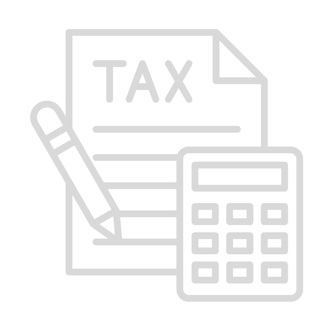 Illustration of a tax document with a pen and calculator.