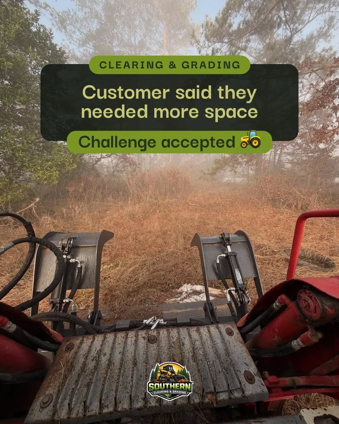 This customer had overgrowth eating into their usable property. Now they've got room to work.
Whether it's space for trailers, equipment, a build, or just to breathe. 

Southern Clearing and Grading gets it done fast, clean, and at a fair price.
Free