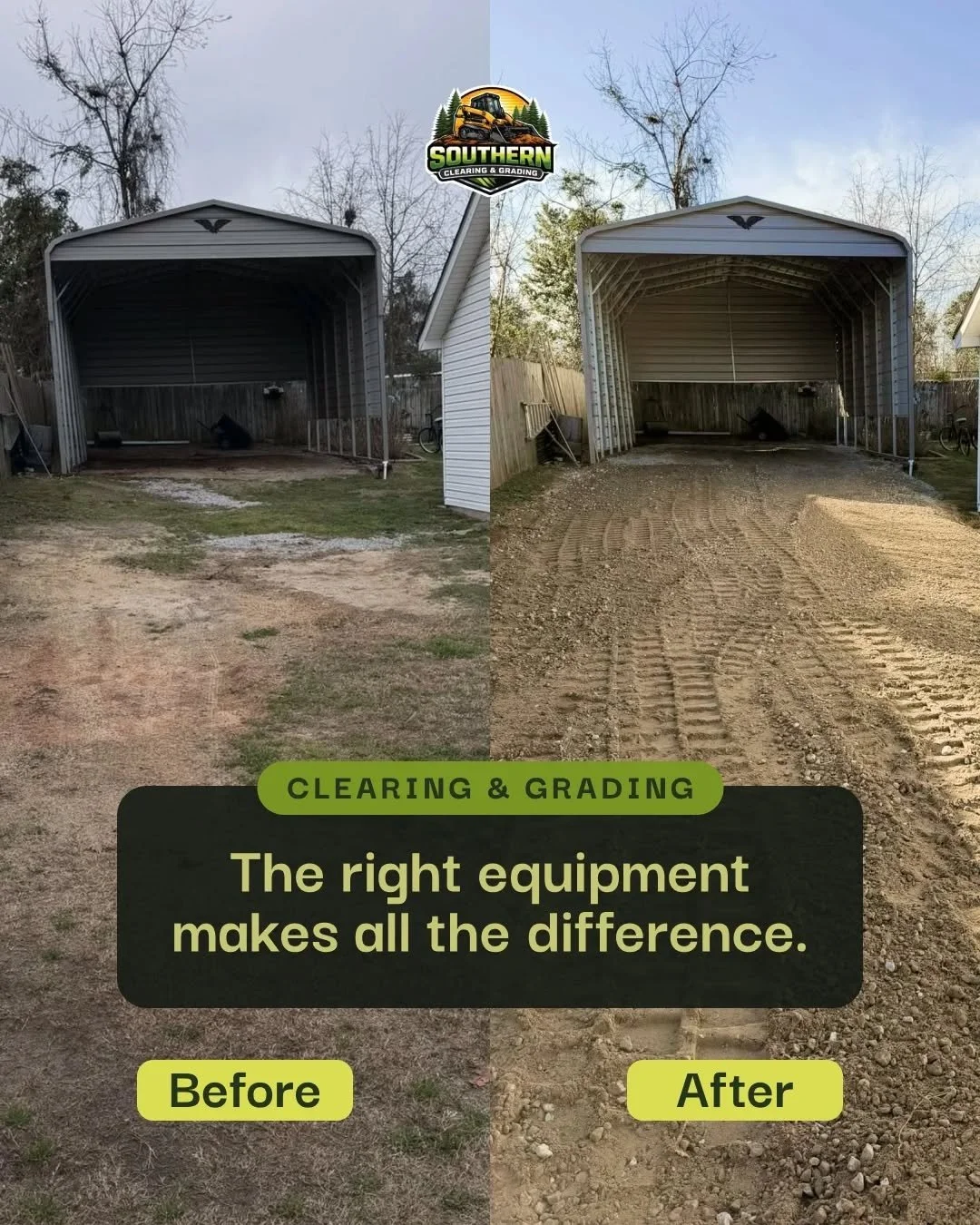 A properly graded driveway isn't just about looks &mdash; it's about drainage, durability, and not resurfacing it every two years.

We bring the right machines and the right experience to every grading job across the Augusta area. Built to last, done