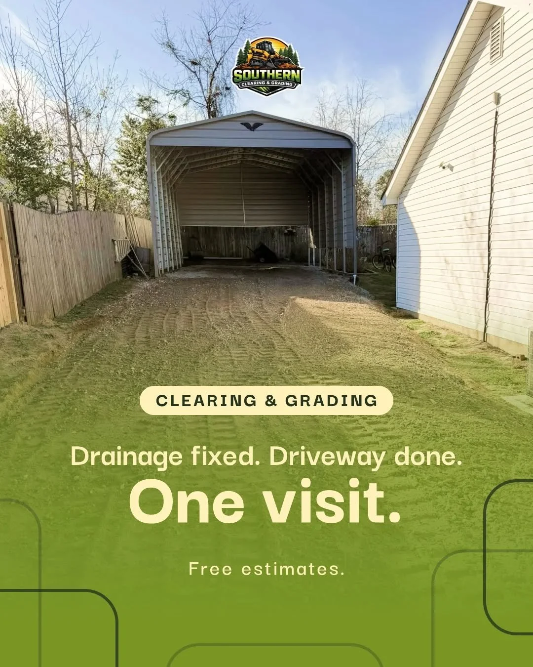 A rough, uneven driveway isn't just inconvenient, it's a drainage problem that gets worse with every rainstorm.

We grade it right, lay the gravel properly, and make sure water goes exactly where it's supposed to. The result speaks for itself.

📞 Fr