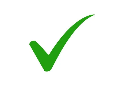 Green checkmark on white background.