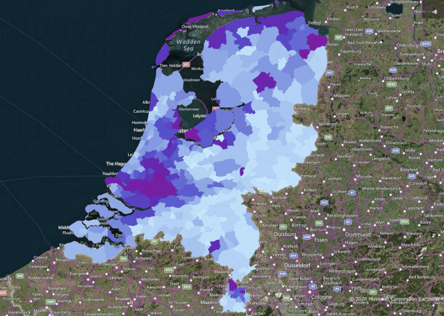 De top 20 gemeentes in Nederland met de meeste variatie in verzakking