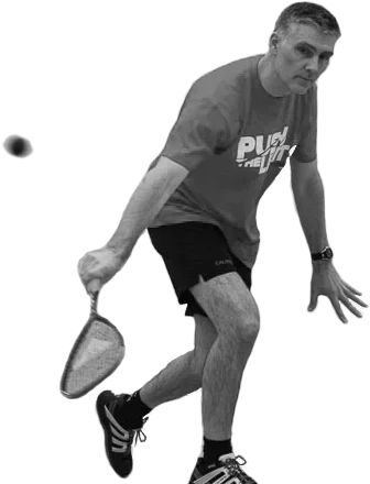 Squash coach Craig Aldred mid shot