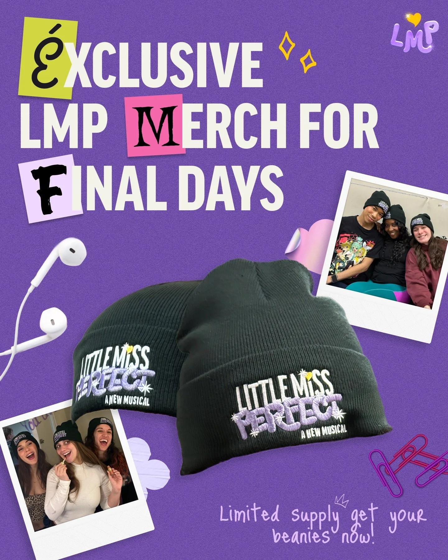 Final days of performances call for an exclusive merch drop! 💜 We have a limited stock of LMP beanies, get yours when you come to see Little Miss Perfect running at @olneytheatre until March 15. Ticket link in bio! 

#musical #musicaltheatre #little