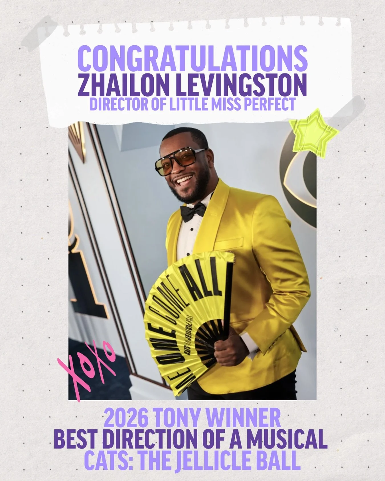 Most likely to win a Tony was right! Congratulations to Zhailon Levingston and Bill Rauch on their Tony Win for Cats: The Jellicle Ball! 💜

#tonyawards