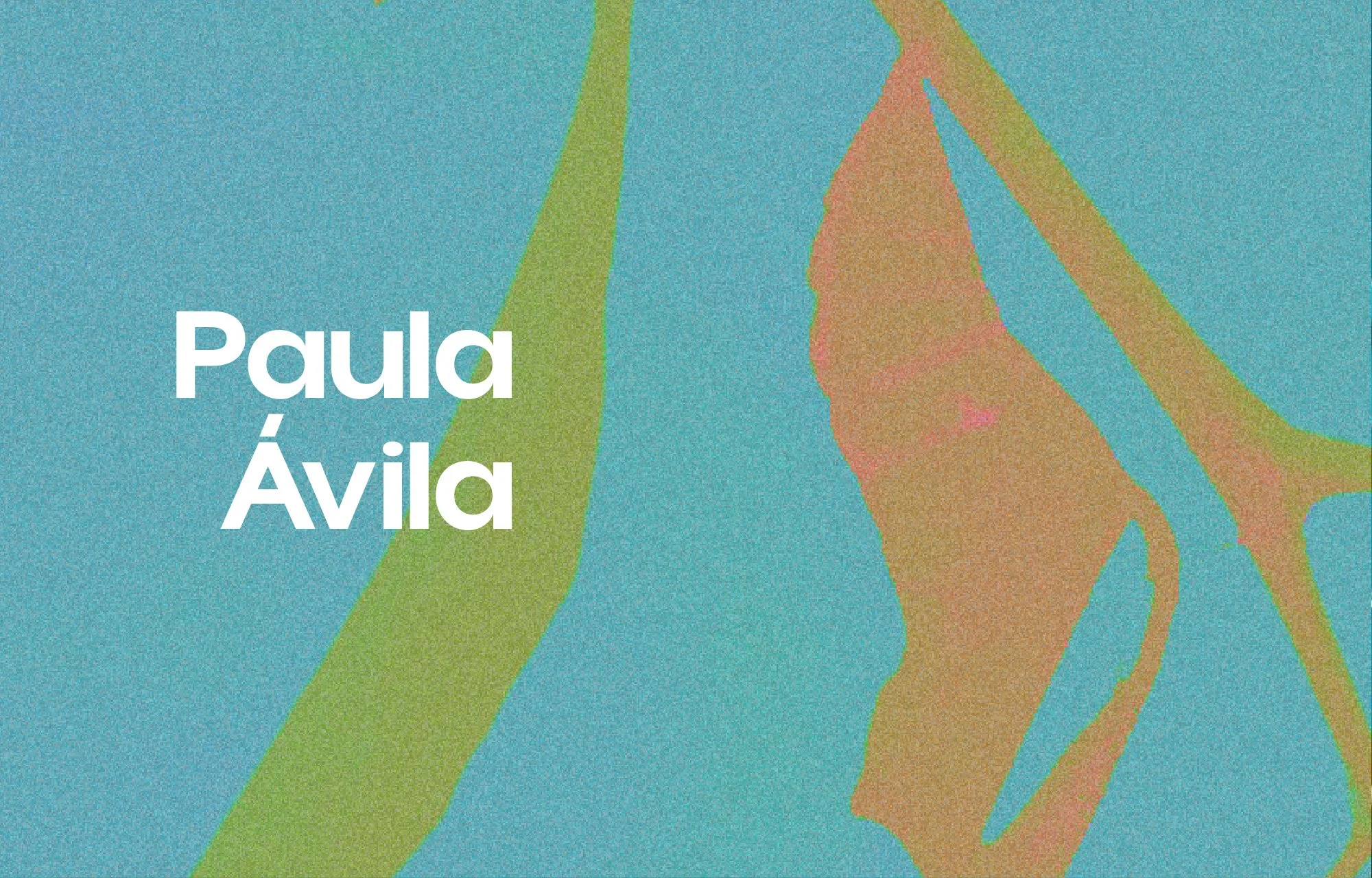 Design colorido com o nome Paulo Ávila em destaque, fundo com formas curvas em tons de azul, verde, laranja e rosa.