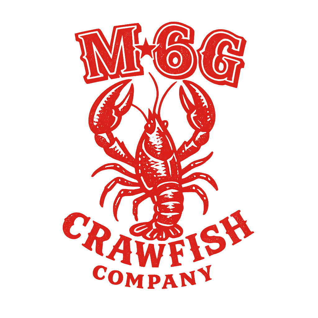 Red graphic logo featuring a crawfish with the text 'M66' above it and 'Crawfish Company' below.