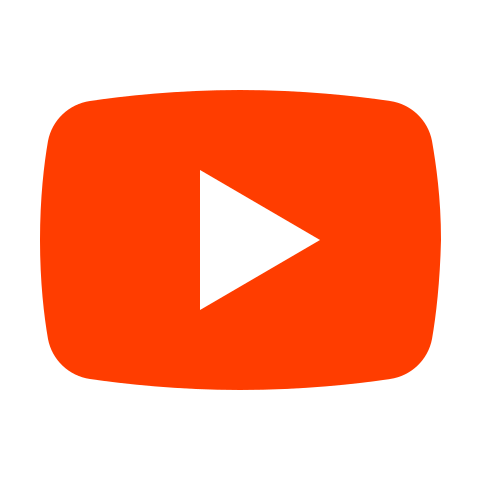 YouTube play button icon with a red rounded rectangle background and a white triangle in the center.