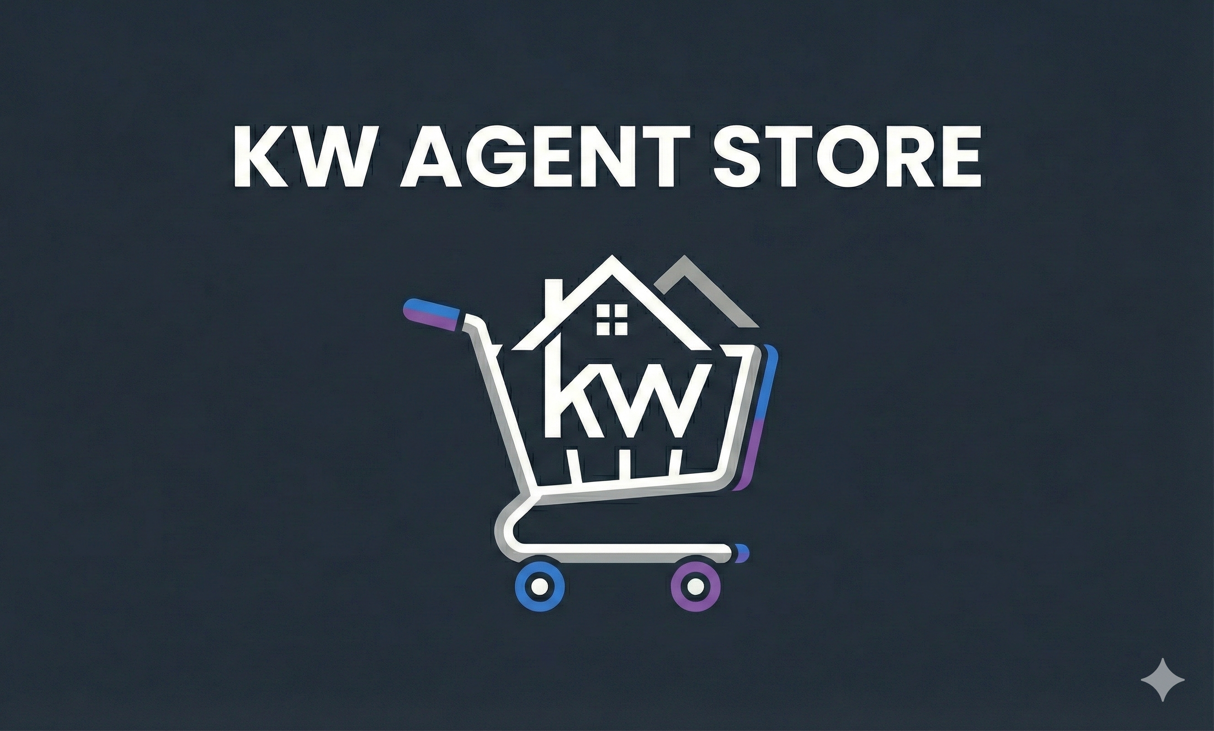 Neon sign for KW Agent Store with a house and shopping cart icon.