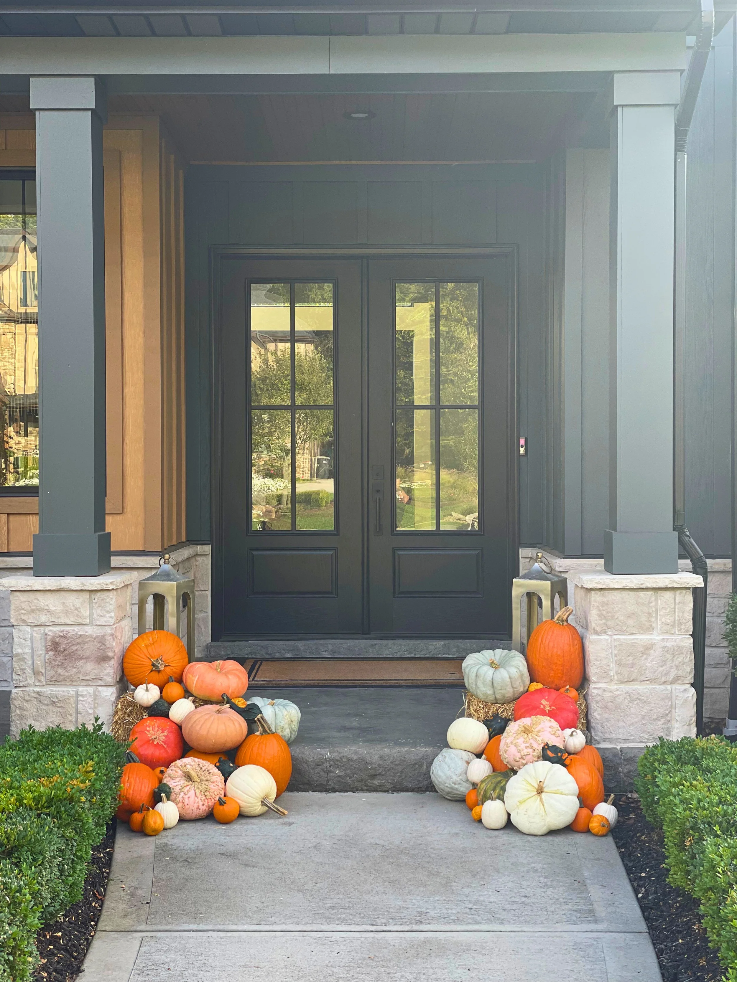 Pumpkin display on porch