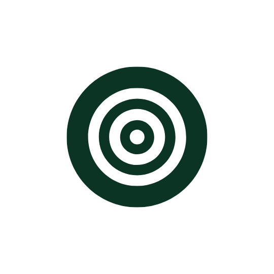A radar target icon with concentric circles and a central dot, set against a black background.