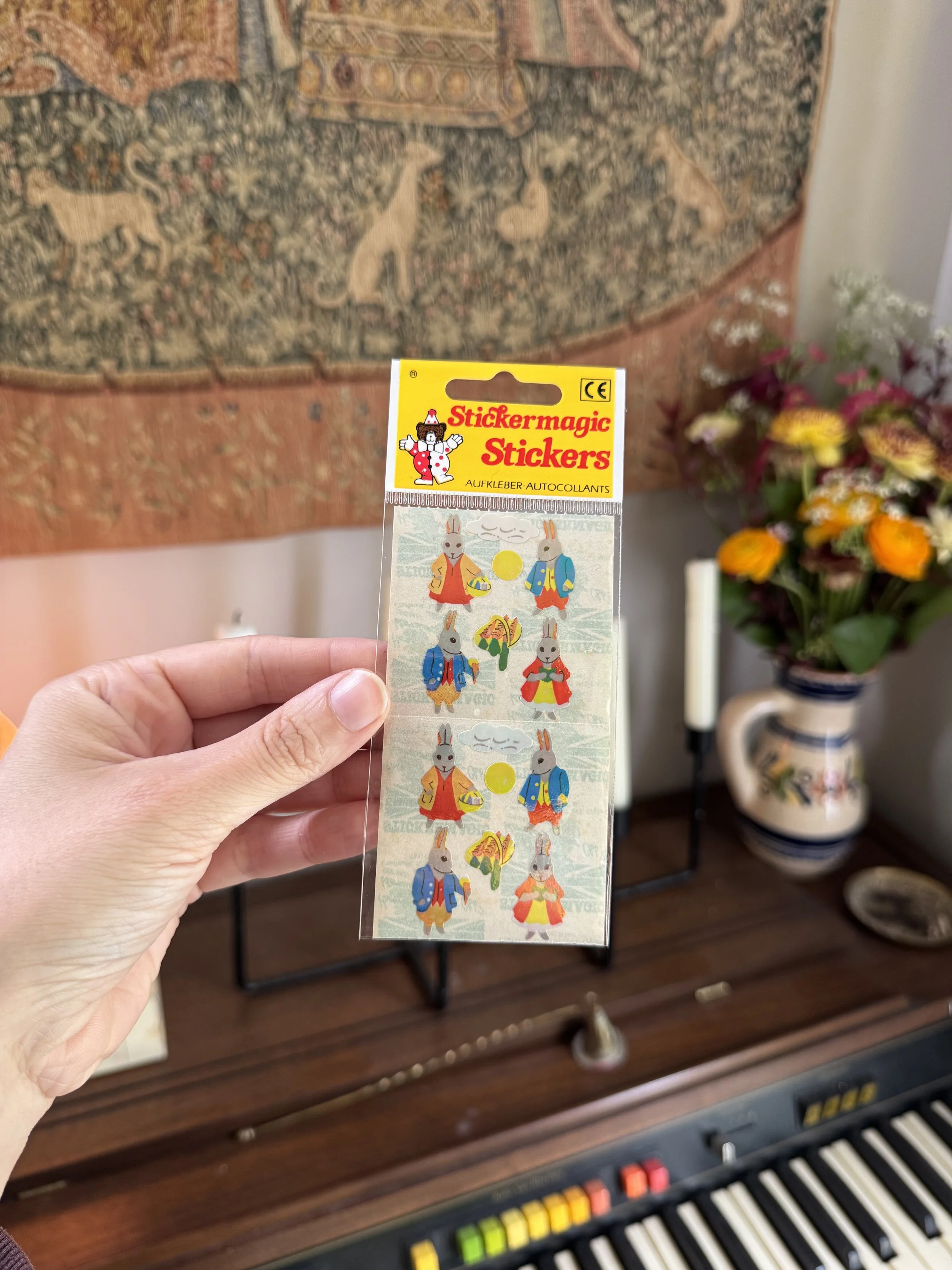 Stickers vintage - les lapins cottagecore (luisant)