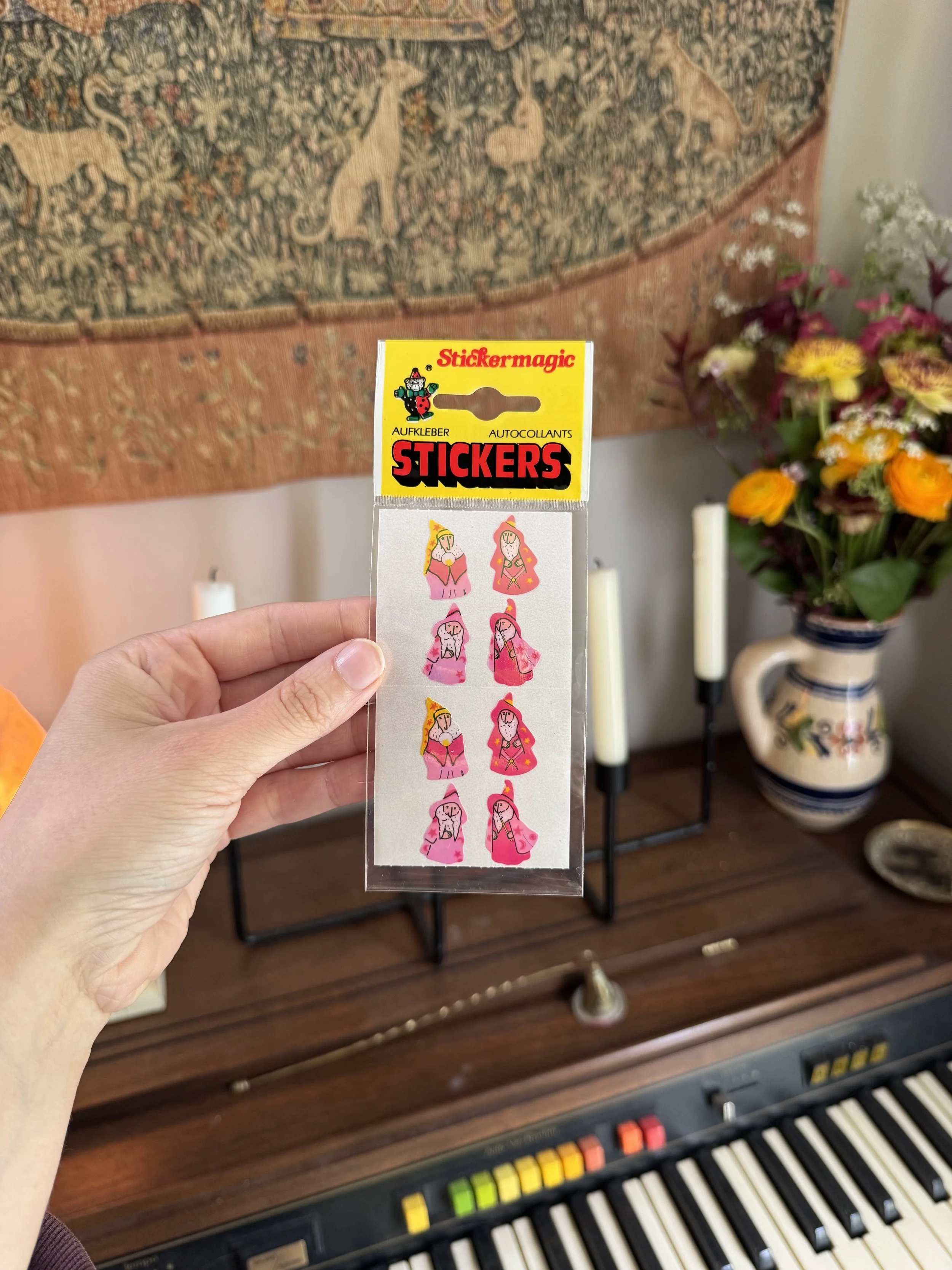 Stickers vintage - magiciens rose (luisant)