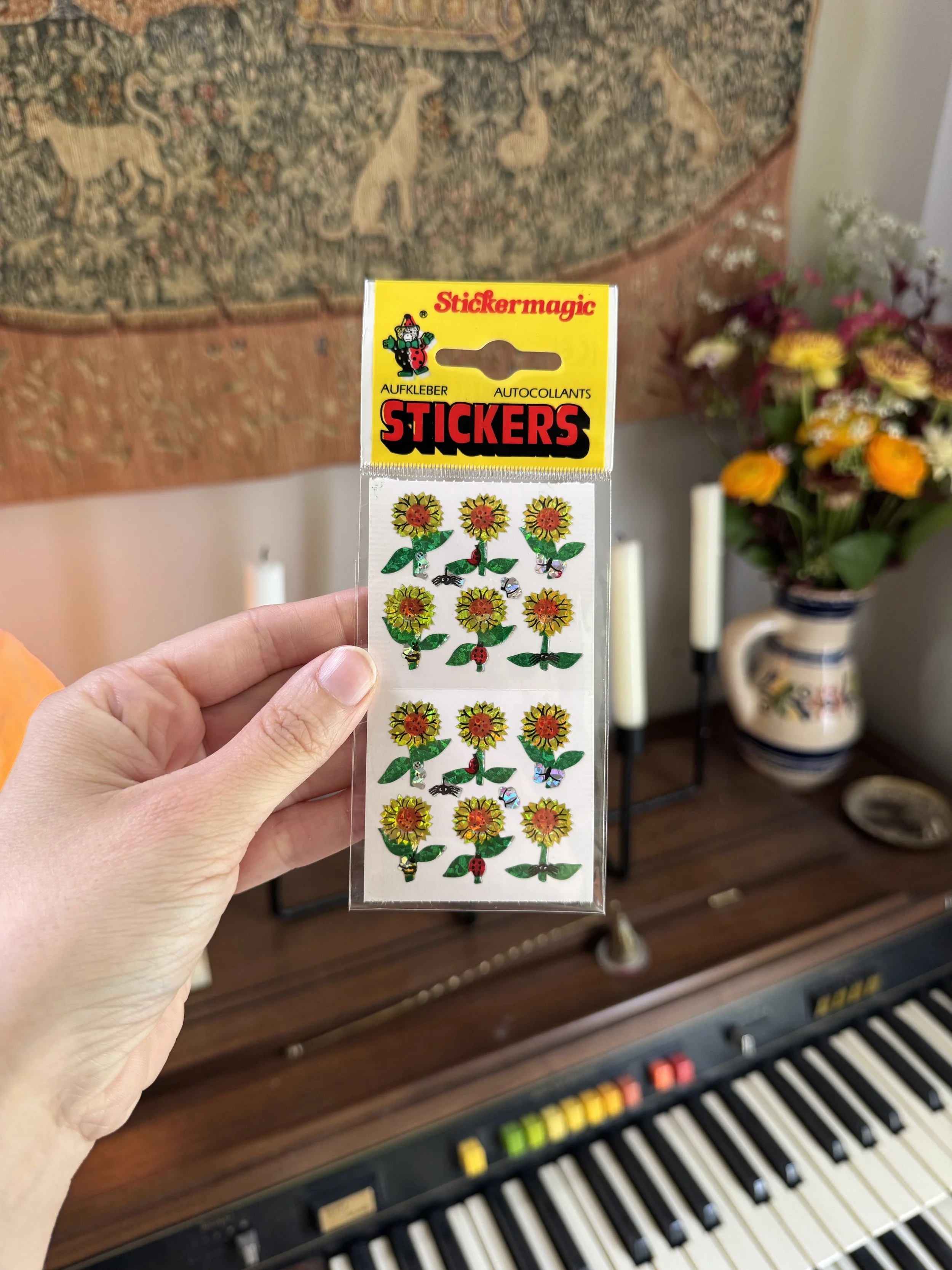 Stickers vintage - tournesols (luisant)