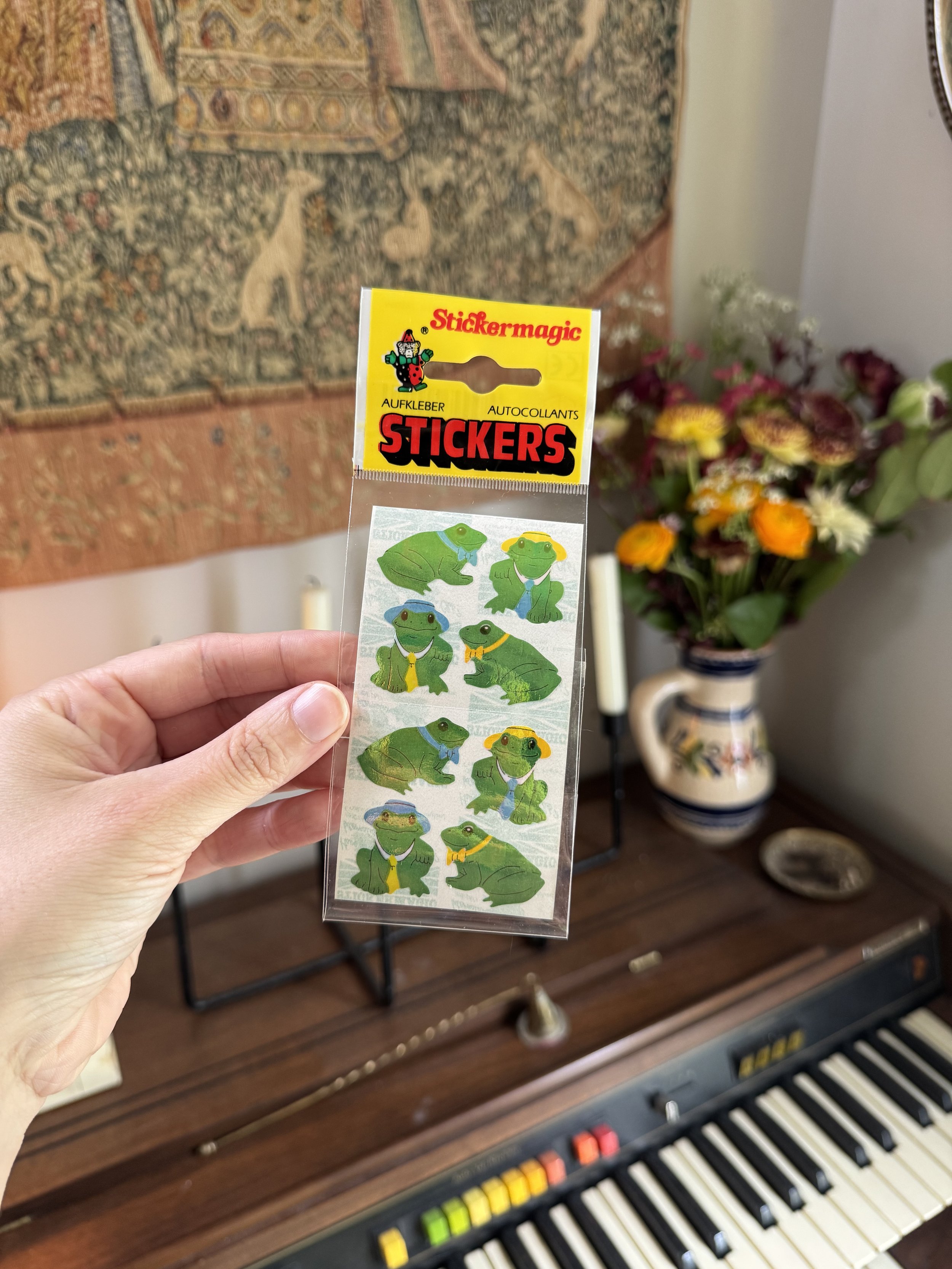 Stickers vintage - les grenouilles au parc (luisant)