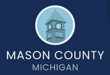 Icon of a clock tower with a blue background and the text 'Mason County Michigan'.