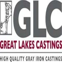 Logo with a figure of a man holding a hammer on the left, the letters 'GLC' in large font, and text 'Great Lakes Castings' underneath.