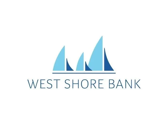 Logo of West Shore Bank featuring stylized blue sailboats.