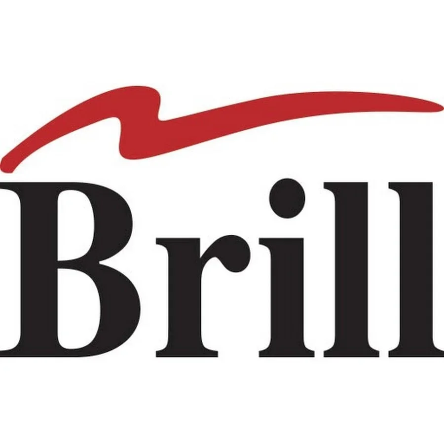 Close-up of a logo with the word 'Brill' in black, featuring a red curved line above the text.