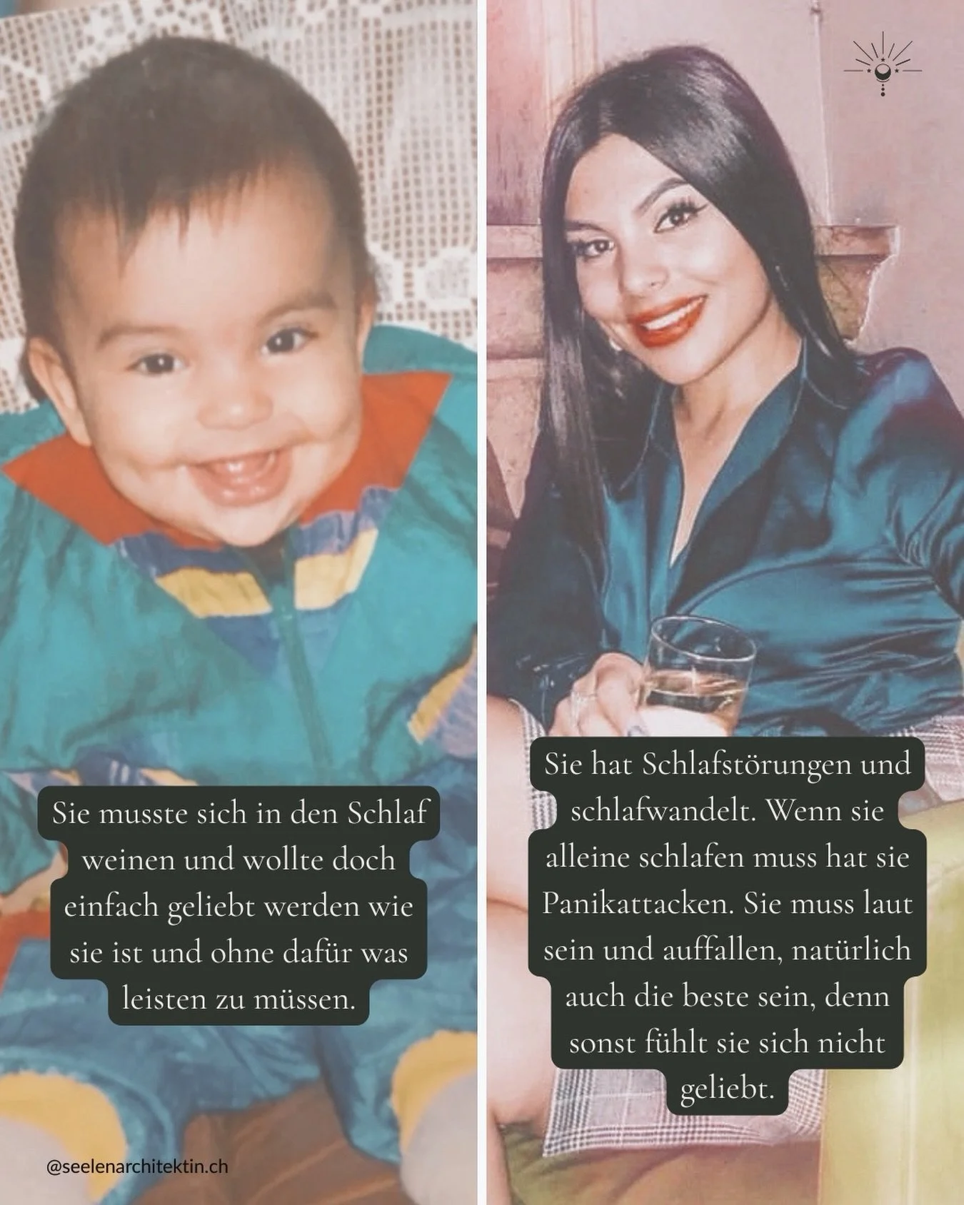 Und heute ist sie Vierfachmama &amp; gibt ihren Kindern das, was sie selbst nie bekommen hat🫶🏼✨

Mein Vater, Alkoholiker.
Meine Mutter, Narzisstin.
Ich endweder weinend in meinem Bett als Baby und es kam niemand oder in Fremdbetreuung.

F&uuml;r Li