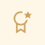 A gold star with a smaller star to the right, on a white background.