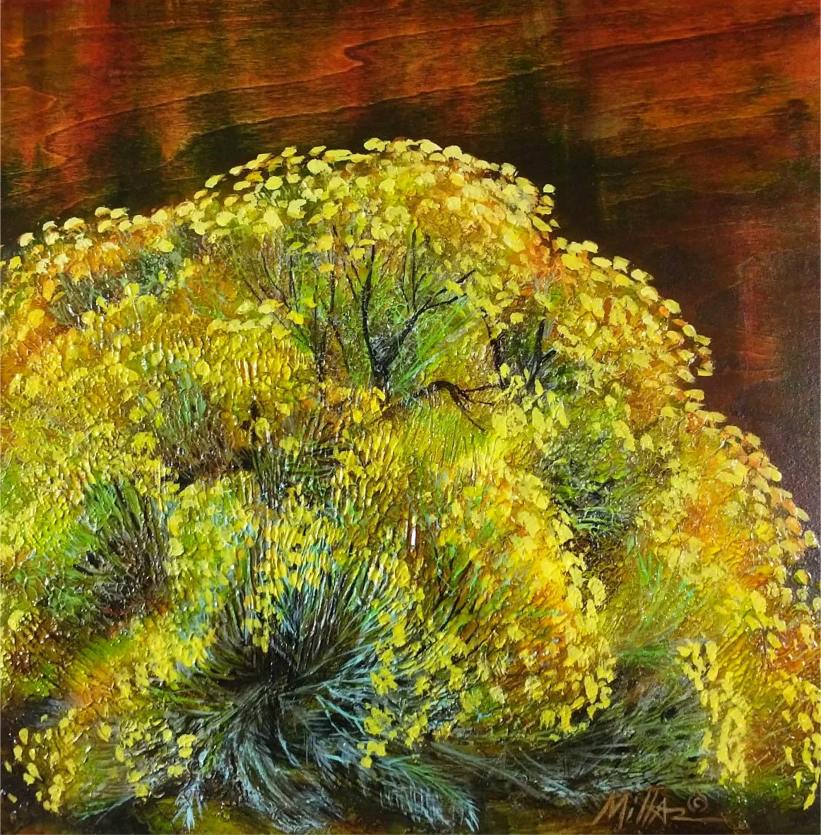Chamisa by the Red Rocks  8" x 8"