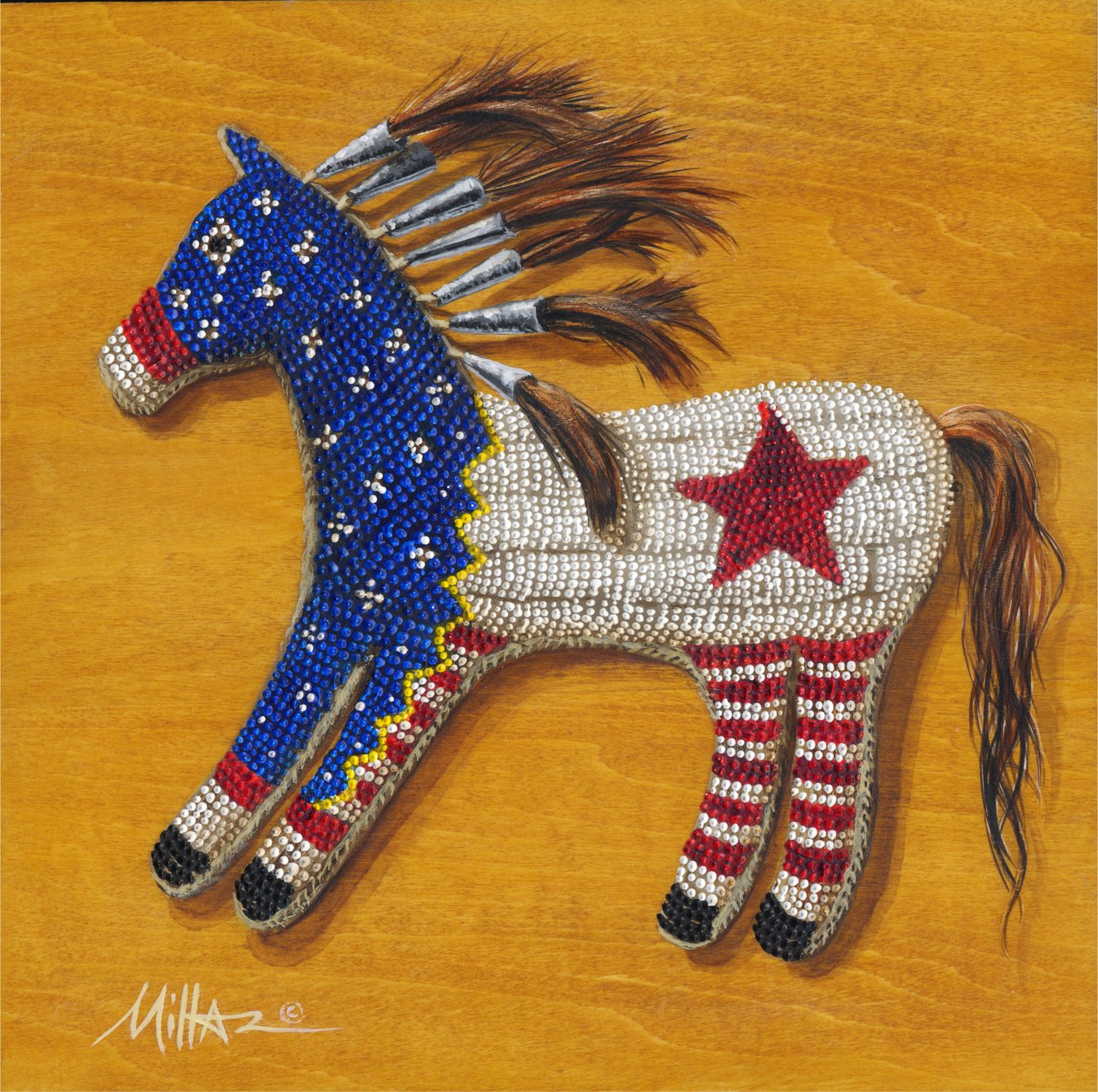 Beaded Horse Effigy  8" x 8"