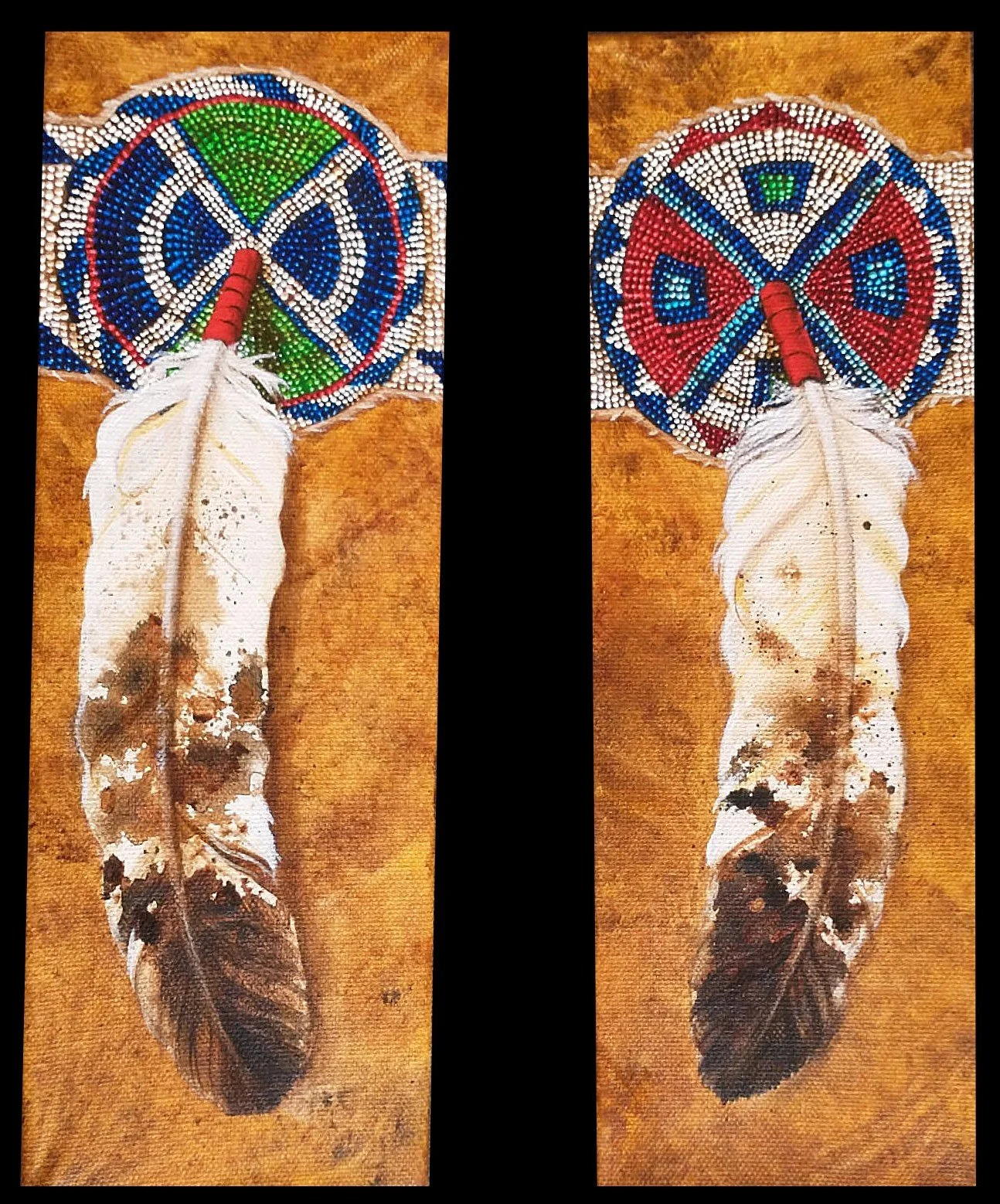 Lakota Beaded Rosettes  4" x 12" (set of 2)