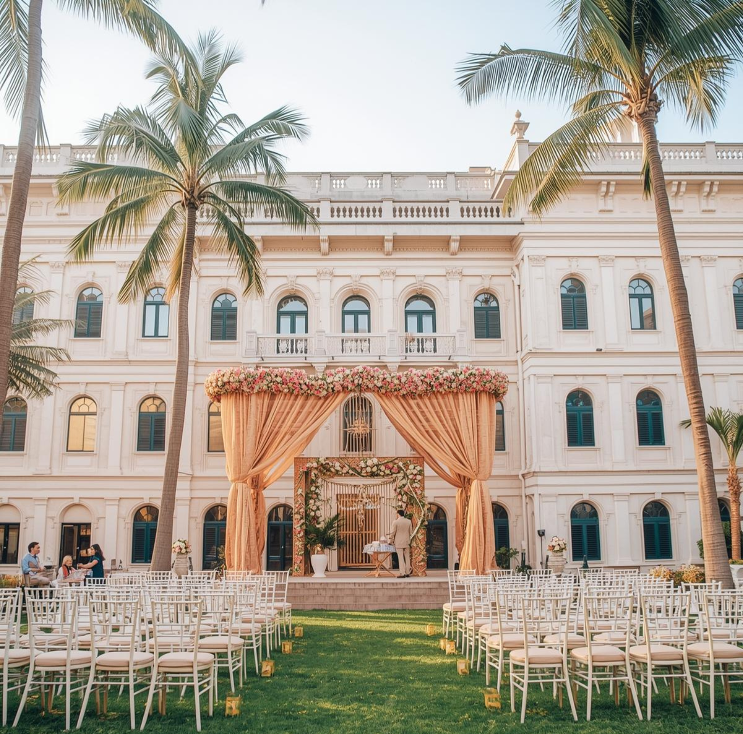 Hand-loomed Indian silk drapes paired with industrial steel accents for 2026 event decor.