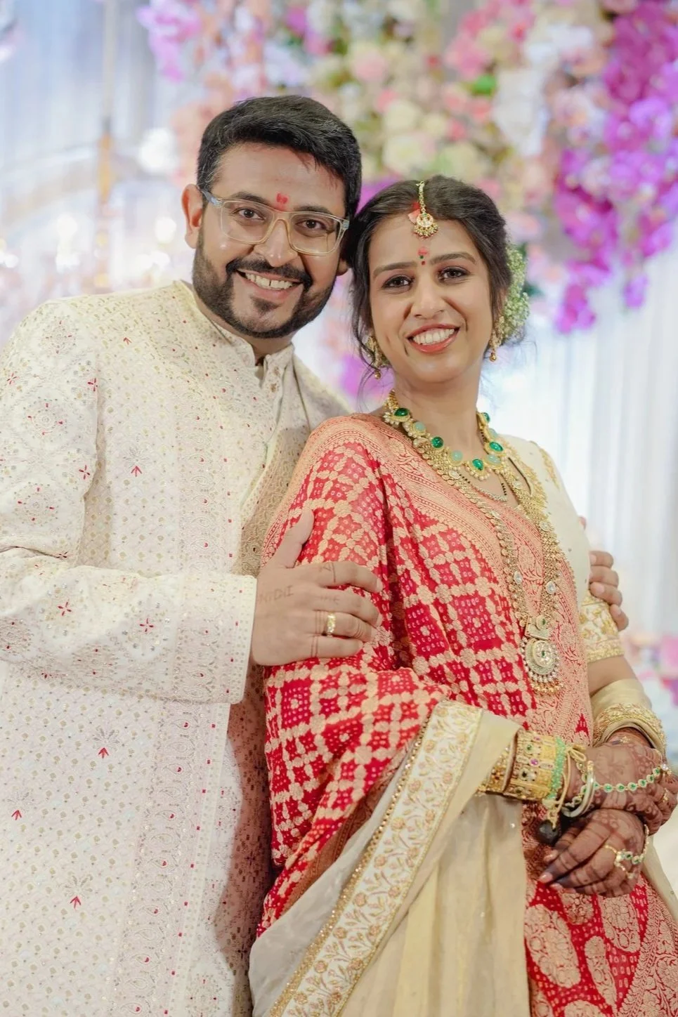 Candid moment of a bride and groom at their exclusive beach wedding in Goa.