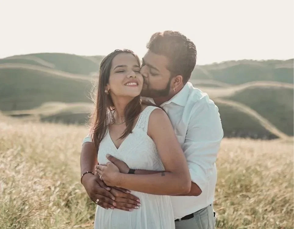 Grand entrance of a bride and groom during a luxury palace wedding celebration.