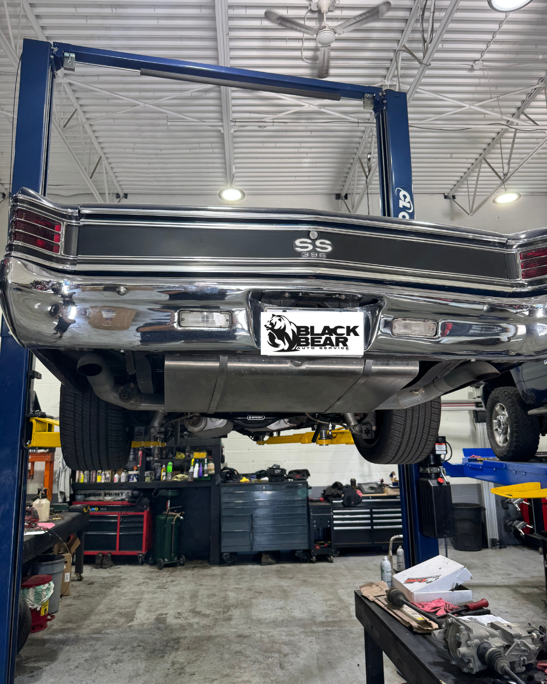 Classic Chevrolet getting service at Black Bear Auto Service Burnaby, BC
