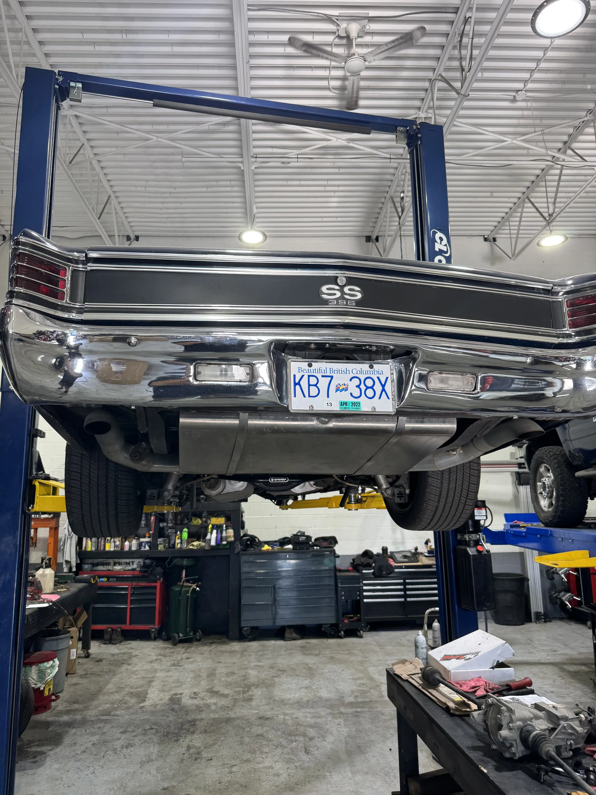 Classic car exhaust repair and inspection at Black Bear Auto Service