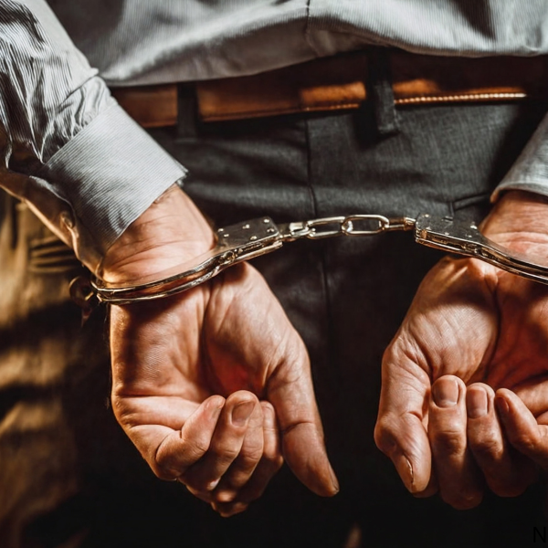 Person in handcuffs with hands behind their back