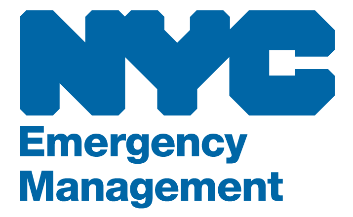 NYC Emergency Management logo in blue with large letters and smaller text beneath reading "Emergency Management".