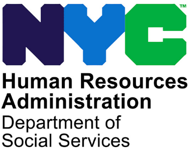 NYC Human Resources Administration logo with black text for the Department of Social Services.