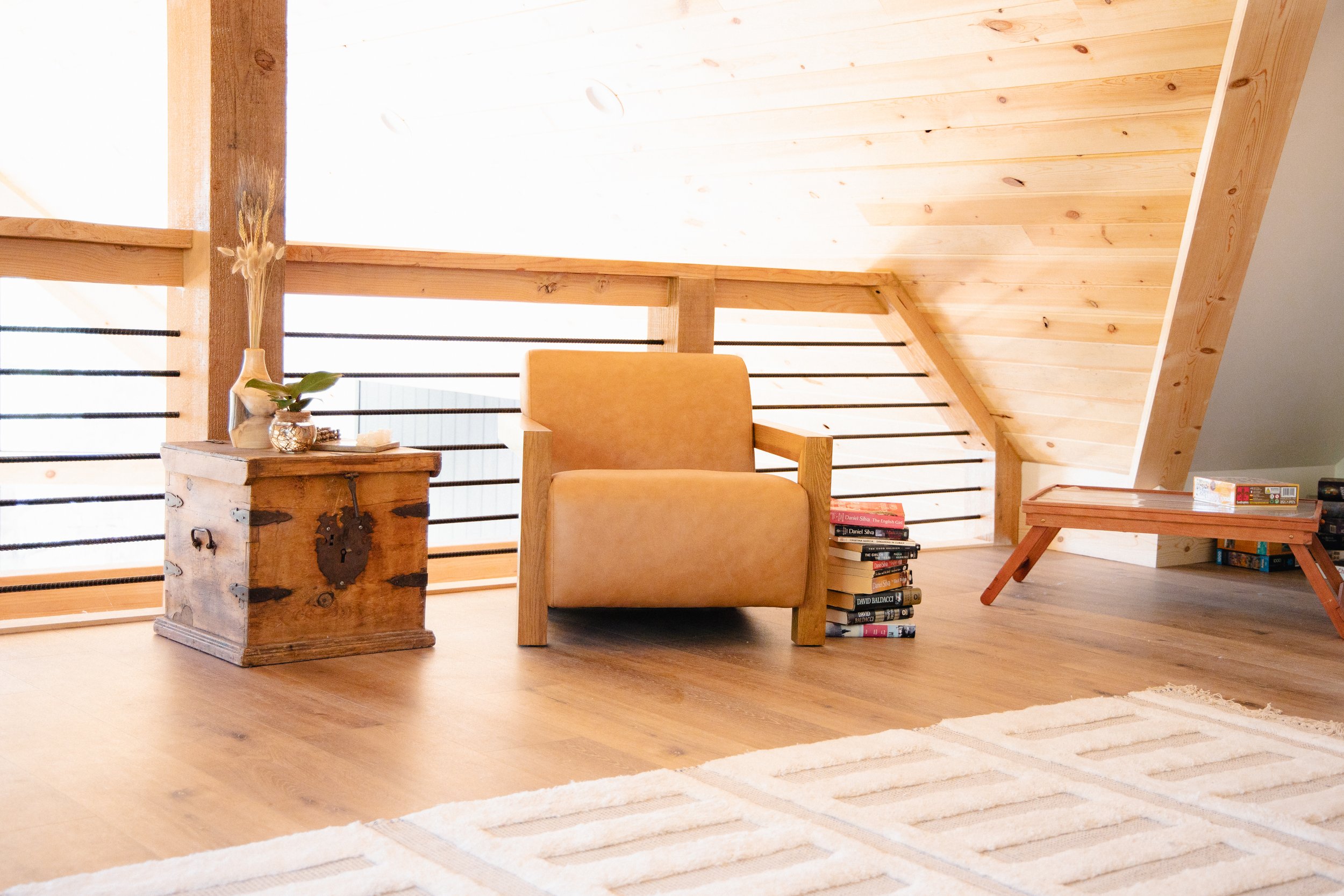 Spacious open loft as a private fourth bedroom.