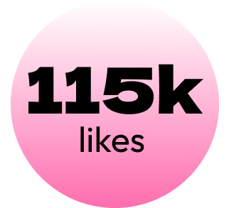 Graphical representation with pink and white gradient background displaying '11.5k likes' in large black text