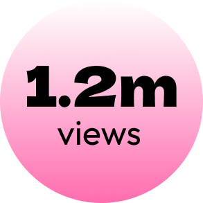 Pink circular sign displaying 1.2 million views.