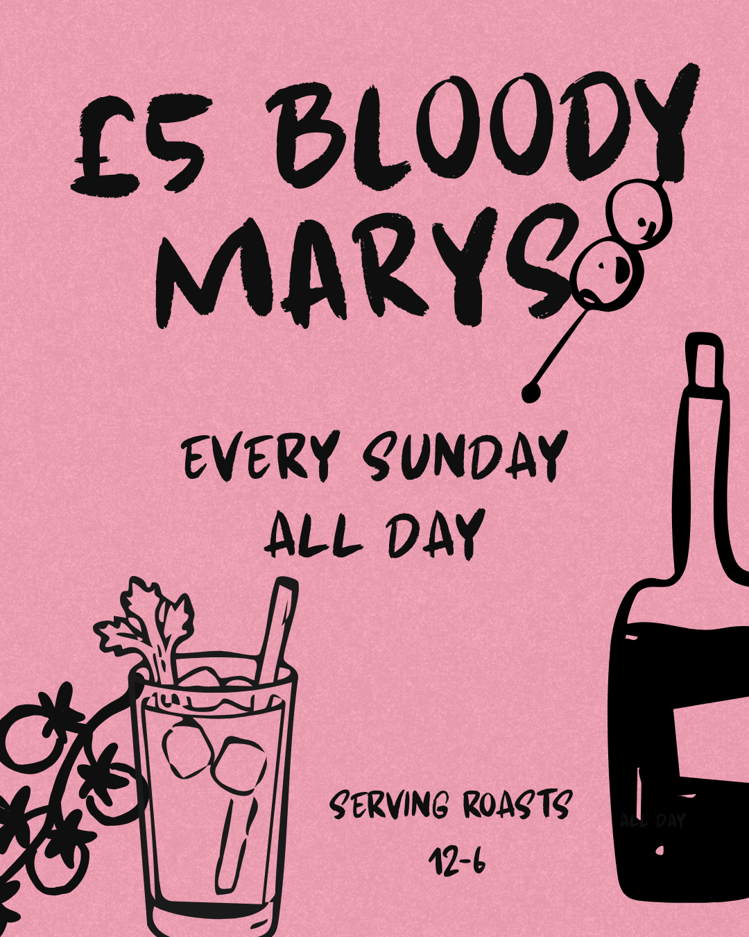 £5 Bloody Mary Sunday deal at The Great Exhibition pub, East Dulwich, serving Sunday roasts"