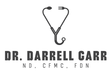 Logo of Dr. Darrell Carr with a stethoscope and text indicating medical credentials