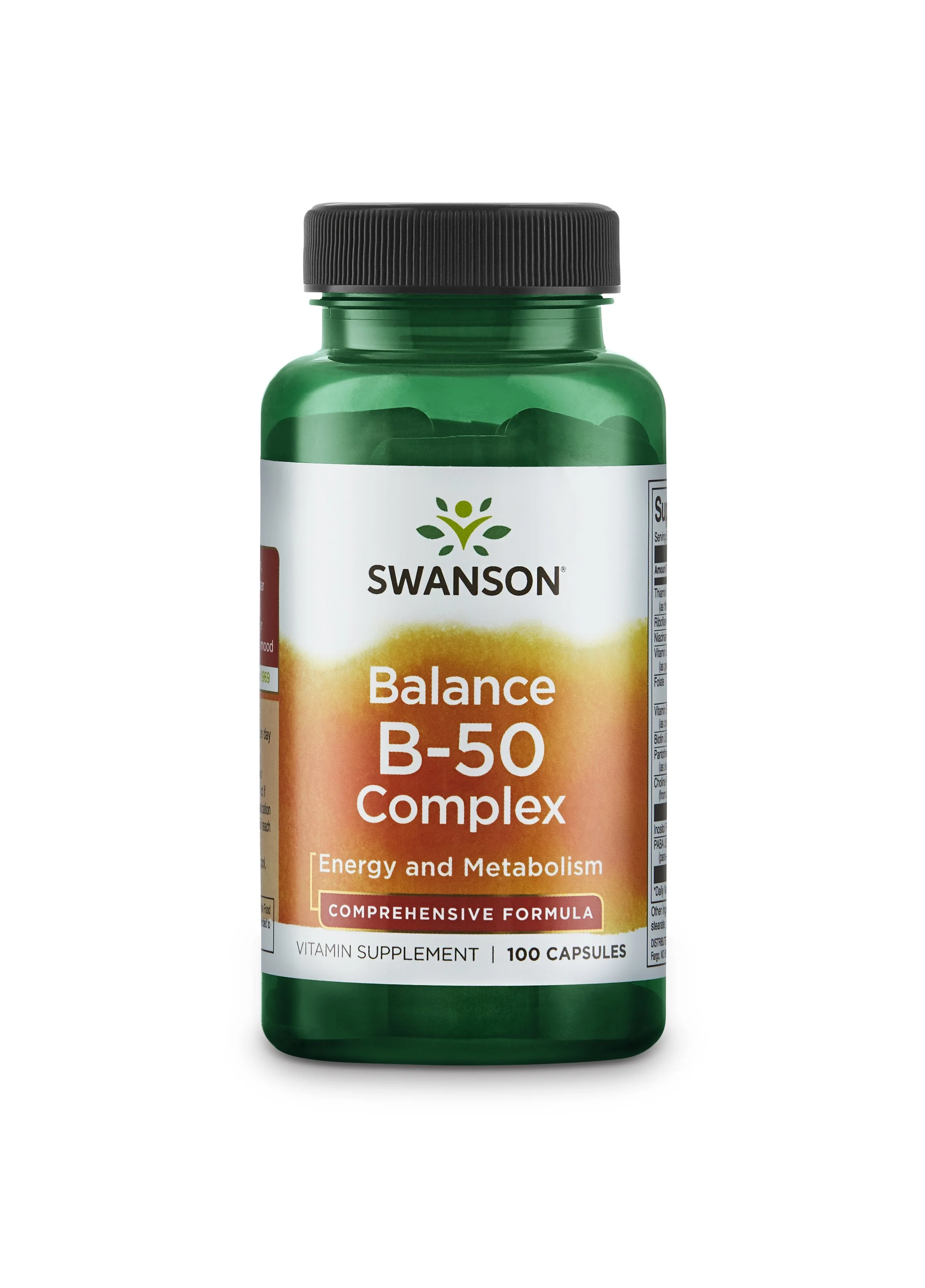 Bottle of Swanson Balance B-50 Complex vitamin supplement with 100 capsules.